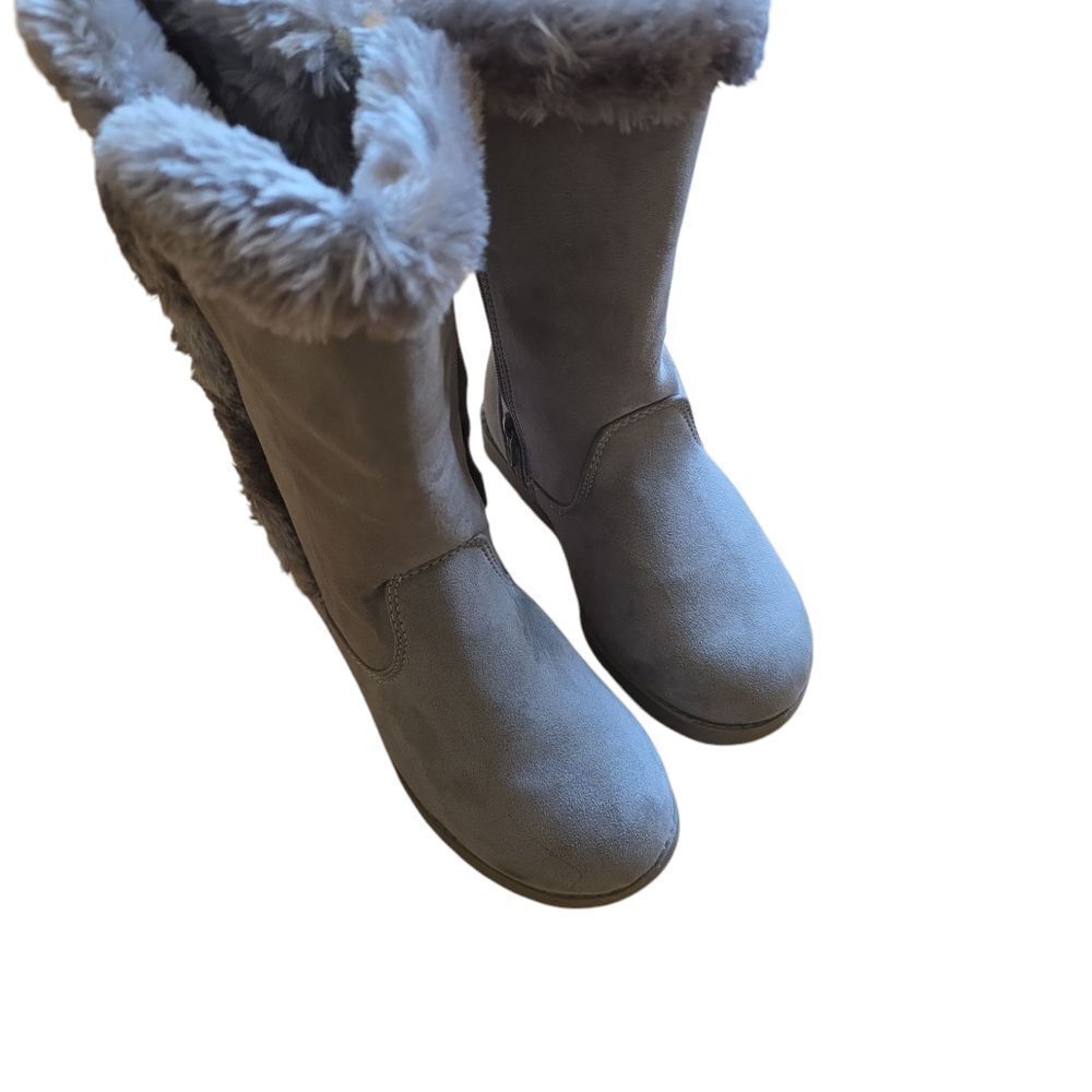 Kids's Gray Fur-Lined Boots